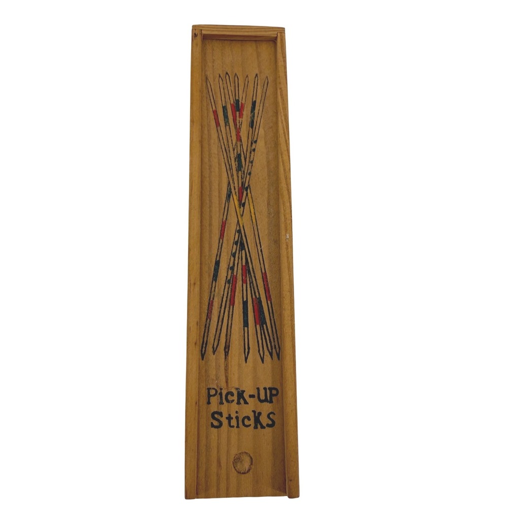 Vintage Mikado Pick-Up Sticks Game French Rules  Wood Box Set Skill Toy